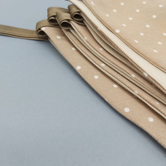 Fabric bunting banner, polka dot bunting, pennant garland, gold brown and beige - Picture 6 of 7